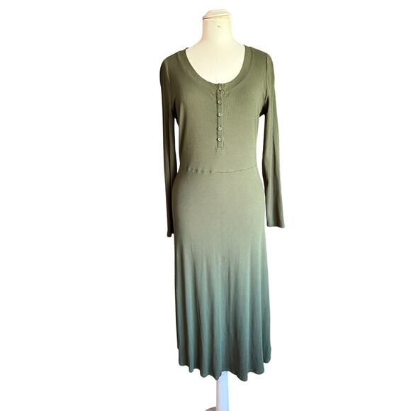 Who What Wear Dresses & Skirts - Who What Wear Green Jersey Maxi Dress Size M Button Front Casual Midi/Maxi Dress